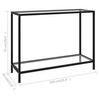 Wandtafel 100x35x75 cm gehard glas transparant 6