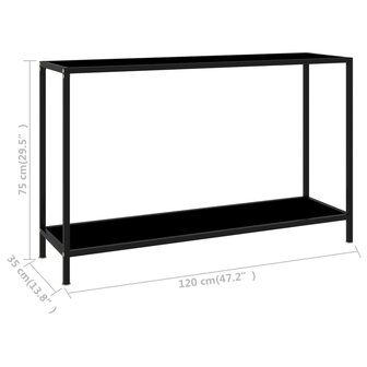 Wandtafel 120x35x75 cm gehard glas zwart 6