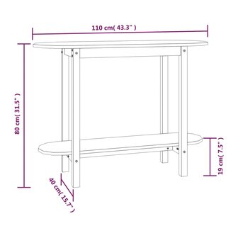 Wandtafel 110x40x80 cm massief grenenhout wit 8