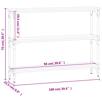 Wandtafel 100x22,5x75 cm bewerkt hout zwart 9