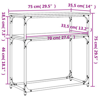 Wandtafel 75x35,5x75 cm bewerkt hout gerookt eikenkleurig 9