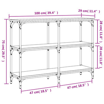 Wandtafel 100x29x75 cm bewerkt hout zwart 9