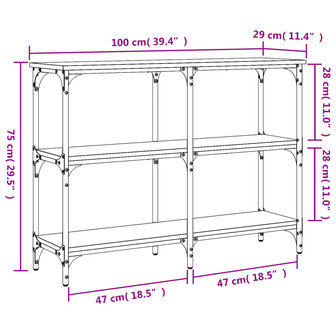 Wandtafel 100x29x75 cm bewerkt hout sonoma eikenkleurig 9