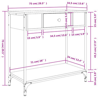 Wandtafel 75x34,5x75 cm bewerkt hout grijs sonoma eikenkleurig 11