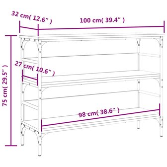 Wandtafel 100x32x75 cm bewerkt hout grijs sonoma eikenkleurig 10