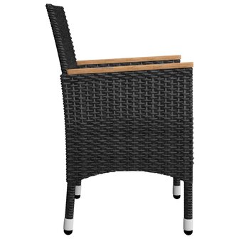 3-delige Bistroset poly rattan en gehard glas zwart 8