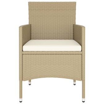 5-delige Bistroset poly rattan en gehard glas beige 5