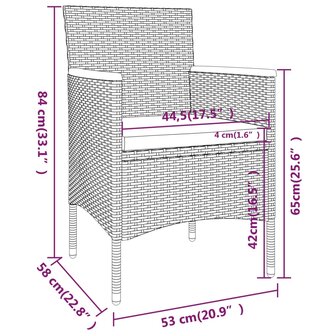 5-delige Bistroset poly rattan en gehard glas zwart 9