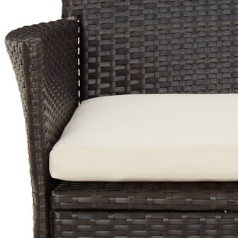 3-delige Bistroset met kussens poly rattan bruin 7