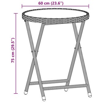 3-delige Bistroset met kussens poly rattan en glas bruin 9