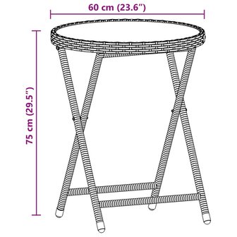 3-delige Bistroset met kussens poly rattan en glas zwart 9