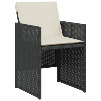 3-delige Bistroset met kussens poly rattan zwart 4