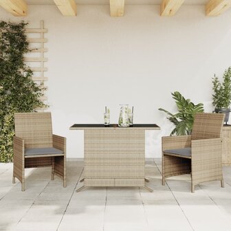 3-delige Bistroset met kussens poly rattan gemengd beige 1