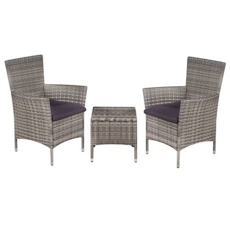 3-delige Bistroset poly rattan grijs 1