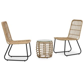 3-delige Bistroset poly rattan eikenkleurig 1