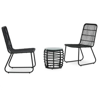 3-delige Bistroset poly rattan zwart 1