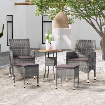 5-delige Loungeset poly rattan grijs 1