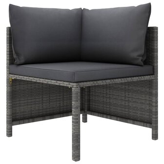 3-delige Loungeset met kussens poly rattan grijs 3