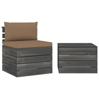 2-delige Loungeset met kussens pallet massief grenenhout 2