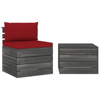 2-delige Loungeset met kussens pallet massief grenenhout 2