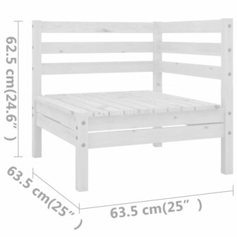 3-delige Loungeset massief grenenhout wit 11