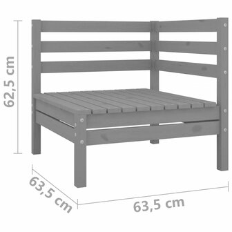 3-delige Loungeset massief grenenhout grijs 12