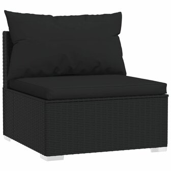 2-delige Loungeset met kussens poly rattan zwart 3