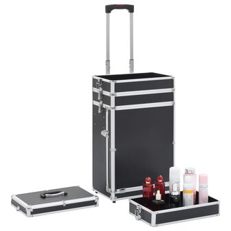 Make-up trolley aluminium zwart 6