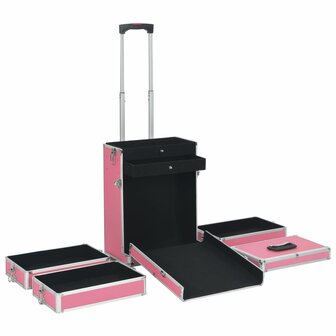 Make-up trolley aluminium roze 5