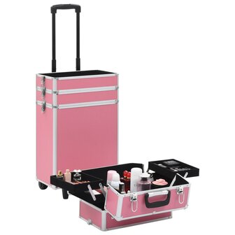 Make-up trolley aluminium roze 6