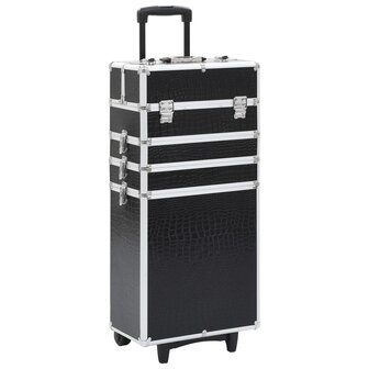 Make-up trolley aluminium zwart met krokodillenpatroon 1