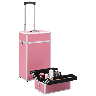 Make-up trolley aluminium roze 6