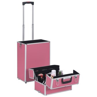 Make-up trolley aluminium roze 6