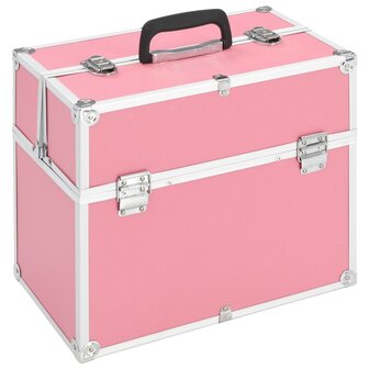 Make-up koffer 38x23x34 cm aluminium roze 1