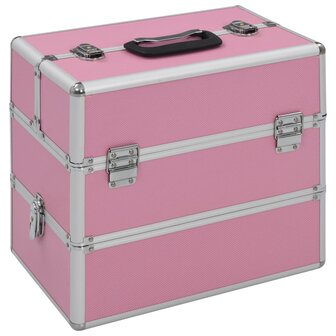 Make-up koffer 37x24x35 cm aluminium roze 1