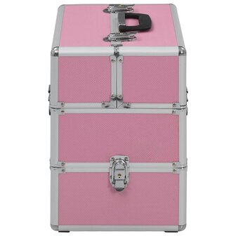 Make-up koffer 37x24x35 cm aluminium roze 3