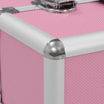 Make-up koffer 37x24x35 cm aluminium roze 6