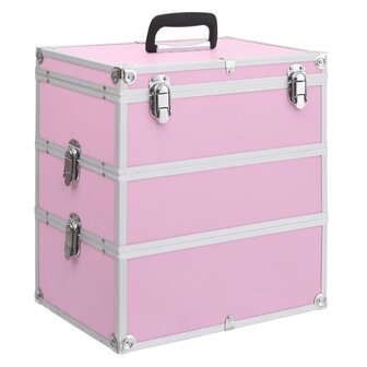 Make-up koffer 37x24x40 cm aluminium roze 1