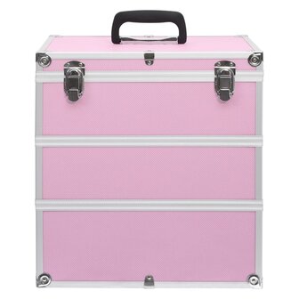 Make-up koffer 37x24x40 cm aluminium roze 3