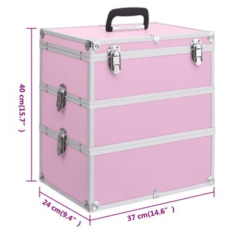 Make-up koffer 37x24x40 cm aluminium roze 9