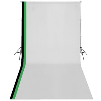 Fotostudioset met 3 katoenen achtergronden en frame 3x6 m 1