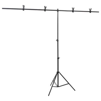 Achtergrondstandaard T-vormig 201x60x(70-200) cm zwart 1