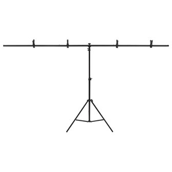 Achtergrondstandaard T-vormig 201x60x(70-200) cm zwart 3