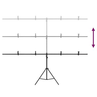 Achtergrondstandaard T-vormig 201x60x(70-200) cm zwart 5