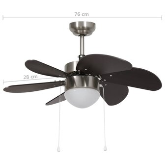 Plafondventilator met lamp 76 cm donkerbruin 8