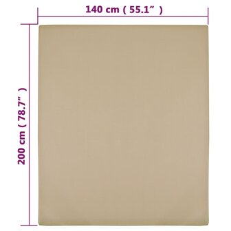 Hoeslakens jersey 2 st 140x200 cm katoen taupe 4