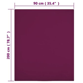 Hoeslaken jersey 90x200 cm katoen bordeauxrood 4