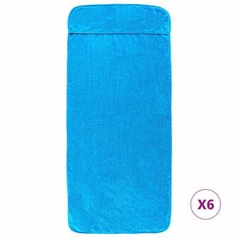 Strandhanddoeken 6 st 400 g/m&sup2; 60x135 cm stof turquoise 3