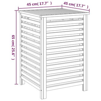 Wasmand 45x45x65 cm massief walnotenhout 9