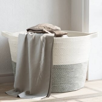 Wasmand &Oslash; 60x36 cm katoen grijs en wit 1